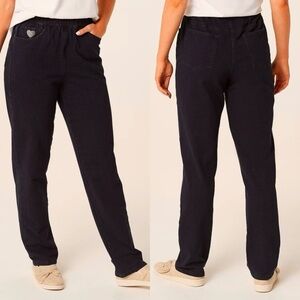 Quacker Factory Dream Jeannes Straight Leg Pull On Pant Black Size XXS Tall Long